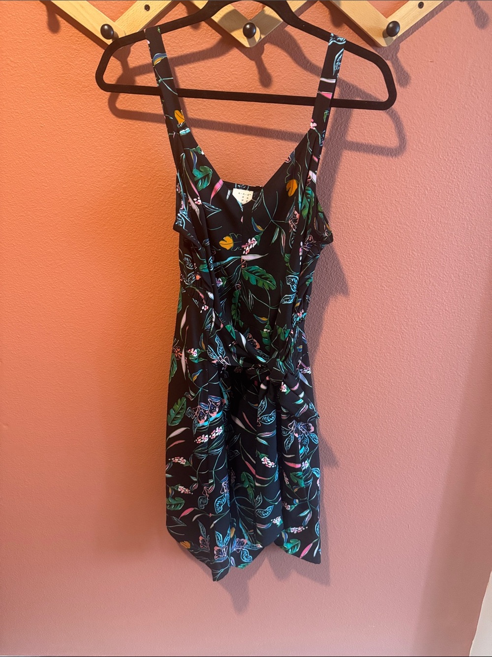Black Floral Tie-Waist Sundress
